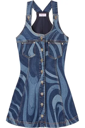 Puccini Vestido corto de mezclilla con estampado Marmo