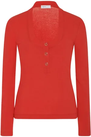 ROSETTA GETTY Top tejido de canalé con cuello henley