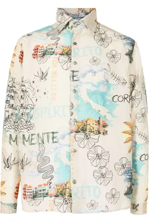 AMIR SLAMA Camisa con estampado gráfico y botones