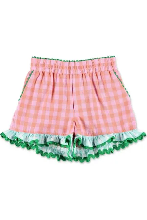 Stella McCartney Shorts con cuadros estampados y volantes