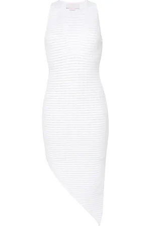 GENNY Vestido midi tejido de canalé con diseño a paneles