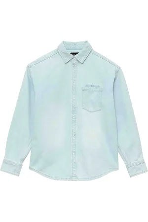 Purple Brand Camisa de mezclilla con logo en relieve