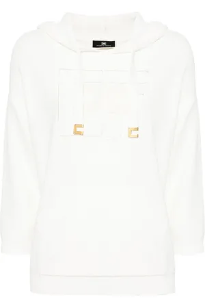 Elisabetta Franchi Hoodie de bouclé con logo bordado
