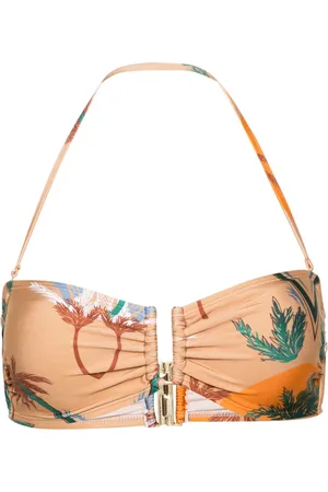 RAQUEL DINIZ Top de bikini con palmera estampada