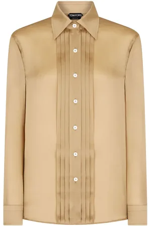 Tom Ford Camisa de seda con paneles plisados