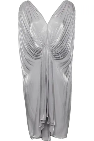 GENNY Vestido midi de satén plisado