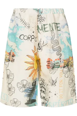 AMIR SLAMA Bermudas con pretina elástica y estampado gráfico