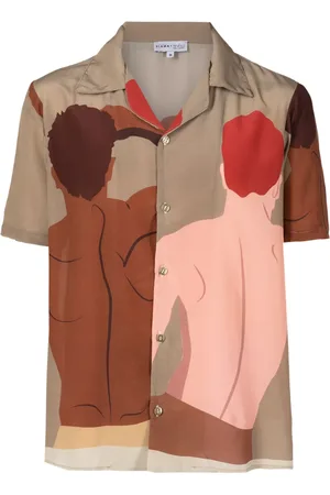 AMIR SLAMA Camisa de seda con estampado gráfico