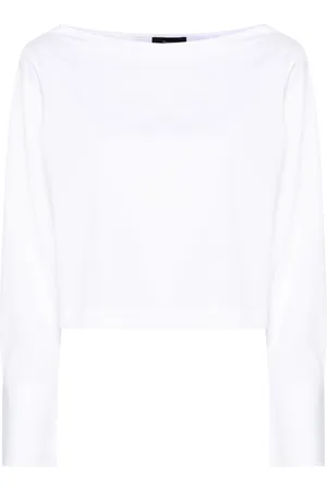 THEORY Blusa de popelina con cuello barco