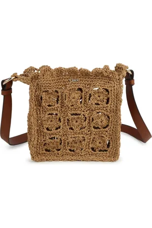 Chloé Bolsa de hombro de rafia con letras del logo