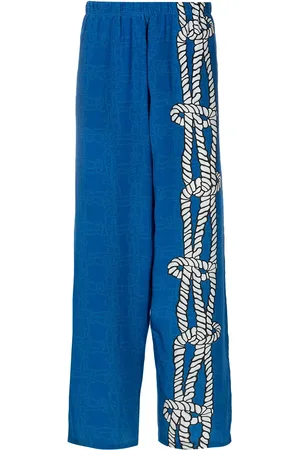 AMIR SLAMA Pantalones de seda satinados con nudo estampado