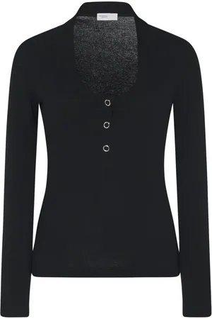 ROSETTA GETTY Top tejido de canalé con cuello henley