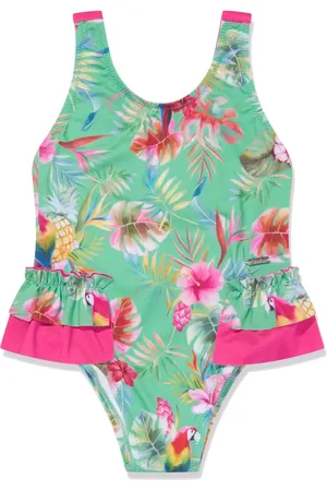 PATACHOU Traje de baño con volantes y estampado tropical
