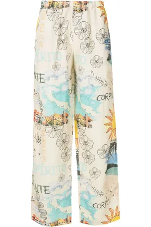 AMIR SLAMA Pantalones con pretina elástica y estampado gráfico