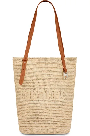 Paco rabanne Tote de rafia con logo bordado