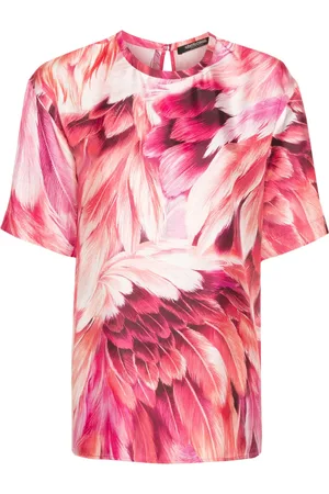 Roberto Cavalli Playera con estampado de plumaje