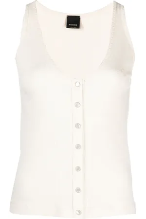 Pinko Camiseta tejida de canalé con logo bordado