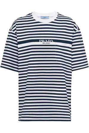 Prada Playera con logo estampado y motivo de rayas
