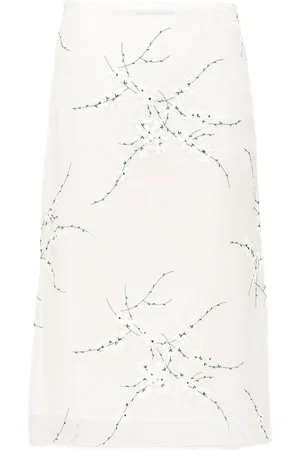 Prada Falda midi con bordado floral
