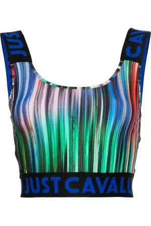 Roberto Cavalli Top corto con estampado ikat