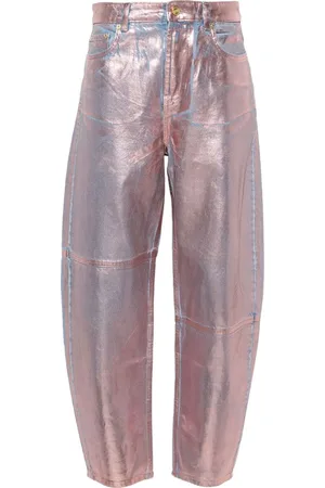 Ganni Jeans tapered Foil Stary con tiro bajo