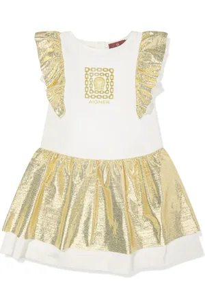 Aigner Vestido con volantes y logo estampado