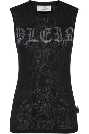 Philipp Plein Camiseta con detalles de cristal y logo