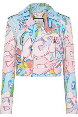 Philipp Plein Chamarra biker con diseño corto
