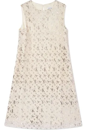 Calvin Klein Vestido a capas con logo estampado