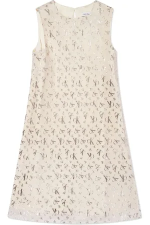 Calvin Klein Vestido a capas con logo estampado