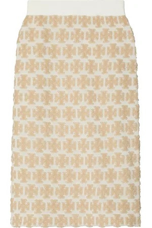 Tory Burch Falda midi de bouclé Double T