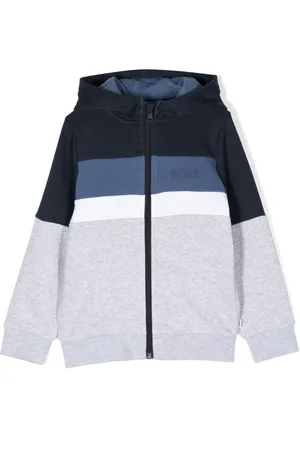 HUGO BOSS Hoodie con logo estampado y motivo de rayas