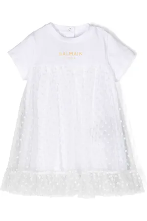 Balmain Vestido de tul con motivo de lunares