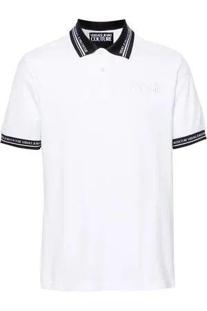 VERSACE Playera tipo polo con logo bordado