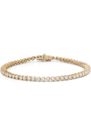 Adina Reyter Pulsera tennis en oro amarillo de 14kt con diamantes y perlas