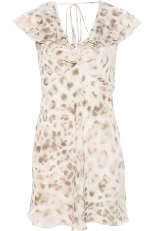 ROTATE Vestido corto con estampado de leopardo