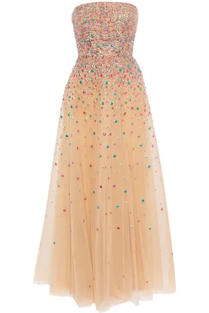 Elie saab Vestido de fiesta strapless con mostacilla