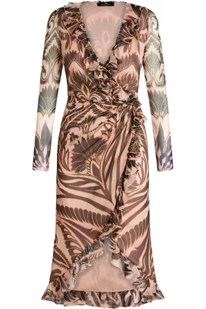 Etro Vestido de seda con estampado gráfico
