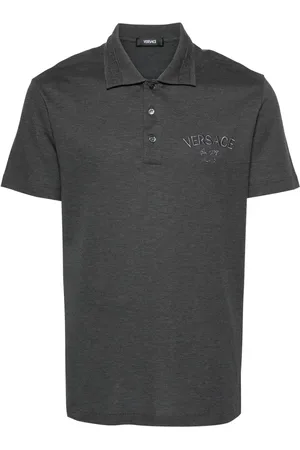 VERSACE Playera tipo polo con logo bordado