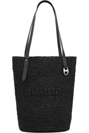 Paco rabanne Tote de rafia con logo bordado