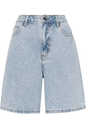 Self-Portrait Shorts de mezclilla con detalles de cristal