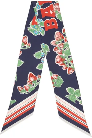 Bally Mascada de seda con fresas estampadas