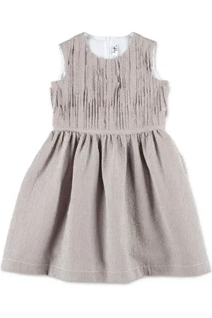 Il gufo Vestido midi con pliegues y motivo de rayas