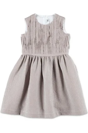 Il gufo Vestido midi con pliegues y motivo de rayas