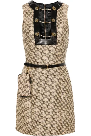 Elisabetta Franchi Vestido corto con logo en jacquard