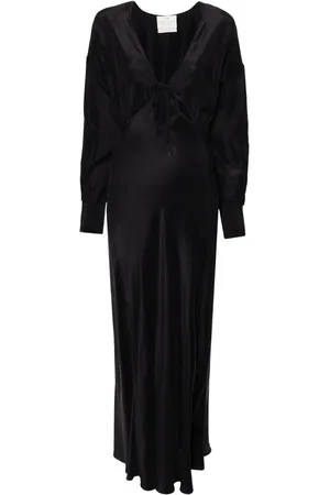 FORTE FORTE Vestido largo de seda con cuello en V