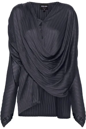 Giorgio Armani Blusa plisada con cuello desbocado