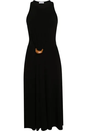 Salvatore Ferragamo Vestido midi con hebillas de madera