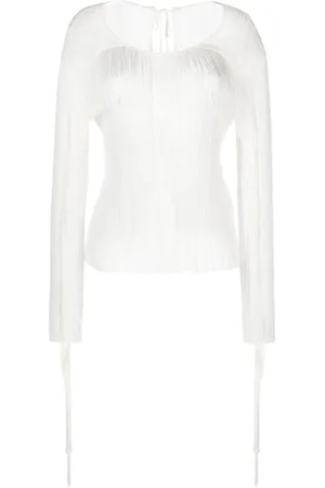 Pinko Blusa de canalé con flecos
