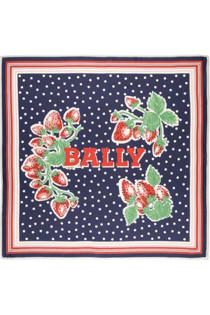 Bally Mascada de seda con fresas estampadas